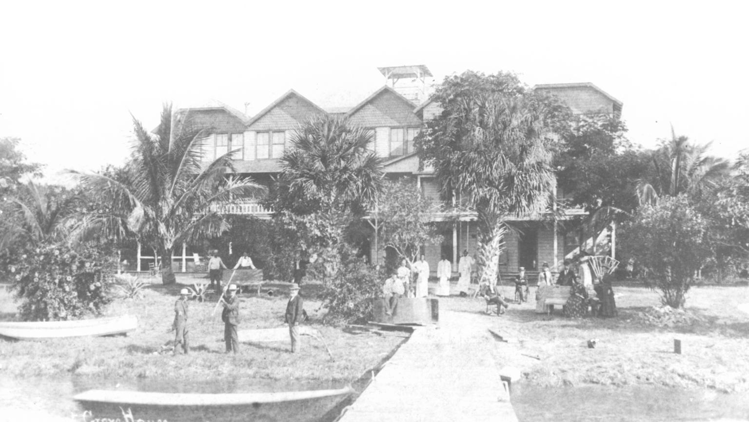 The Cocoanut Grove House on Lake Worth, ca. 1890. This was Palm Beach’s first hotel. Courtesy HSPBC.